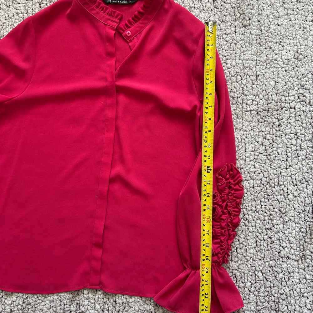 Zara Fuchsia Ruffle Sleeve Button down  Blouse - Picture 9 of 10